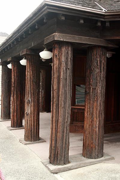 cal3777.JPG - Scotia. Columns are the redwoods