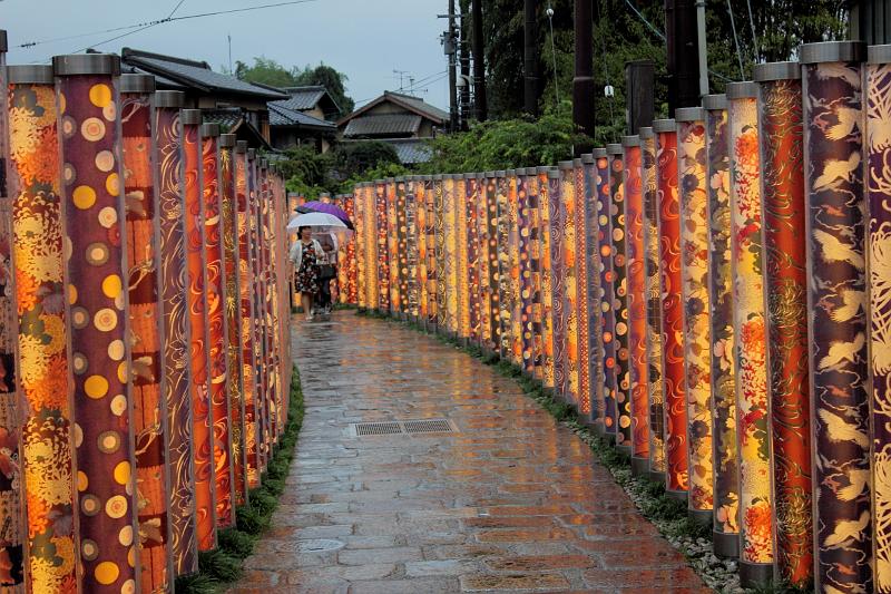 japan0082.JPG - Lights of “Kimono Forest” at Randen line's Arashiyama tram station