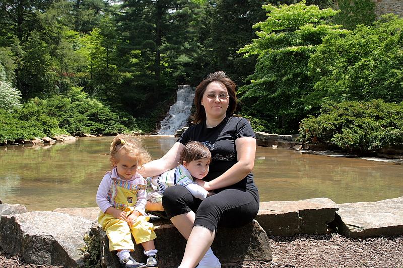 phil0786.JPG - Chimes Tower and Waterfall - Alyssa, Vanya and Ira