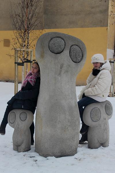 poland111.JPG - Owl Family Sculpture in Planty Park