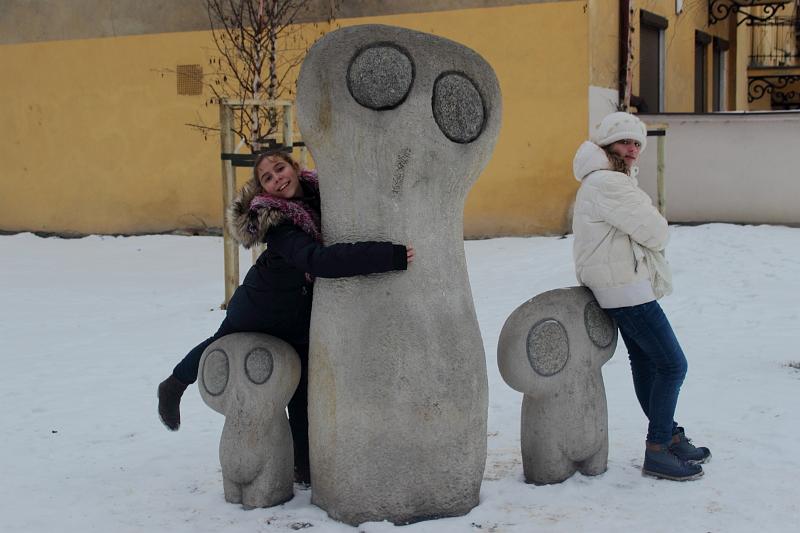 poland112.JPG - Owl Family Sculpture in Planty Park