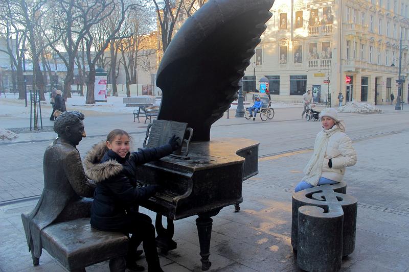 poland178.JPG - Alyssa and pianist Artur Rubinstein, Piotrkowska street, Lodz
