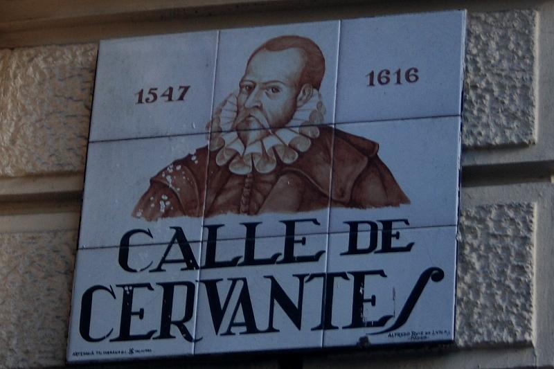 spain0031.JPG - A ceramic tile with street name in Madrid