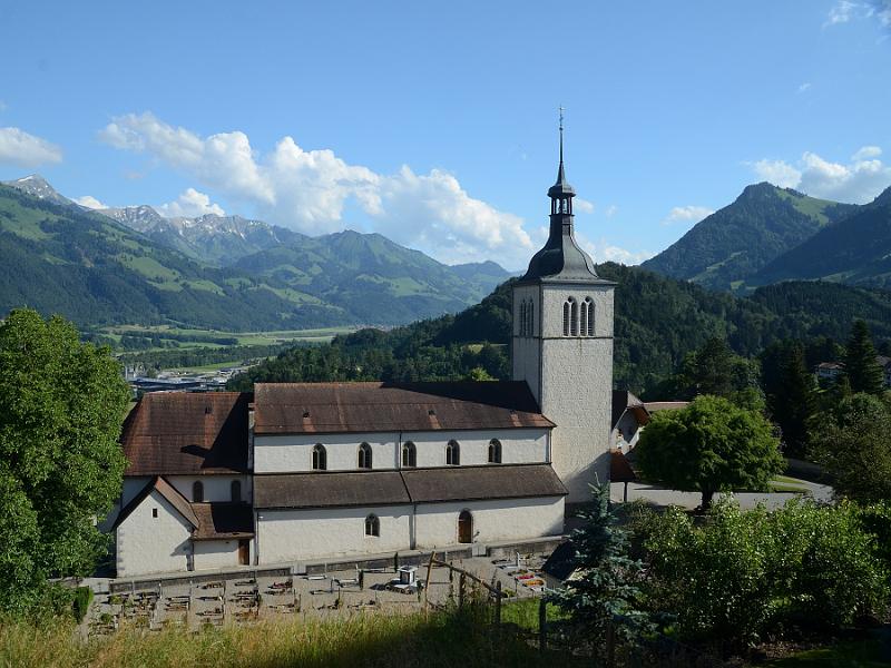 switz191.jpg - The 13th Century Church of Gruyere, Cemetery, and Mount Moleson